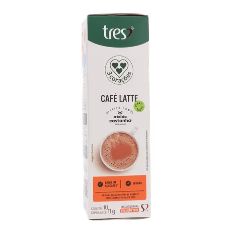Café com Leite em Cápsula 3corações Latte Vegano Caixa com 10un - 110gr 360-17