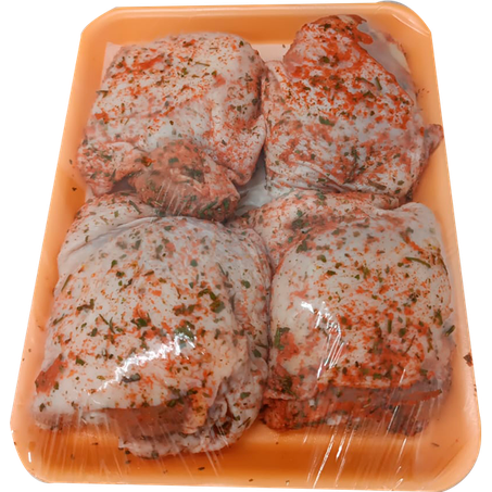 Sobrecoxa de frango temperada bandeja kg