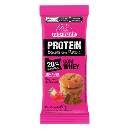 Biscoito de Proteína com Morango e Chocolate Branco 25g - Mosmann