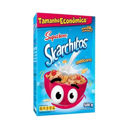 Cereal Matinal de Milho Superbom Skarchitos com Açúcar Caixa 500gr