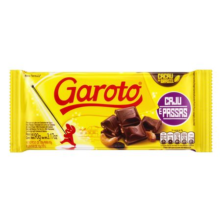CHOCOLATE AO LEITE CAJU E PASSAS GAROTO