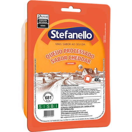 Queijo stefanello 400g sabor cheddar fat
