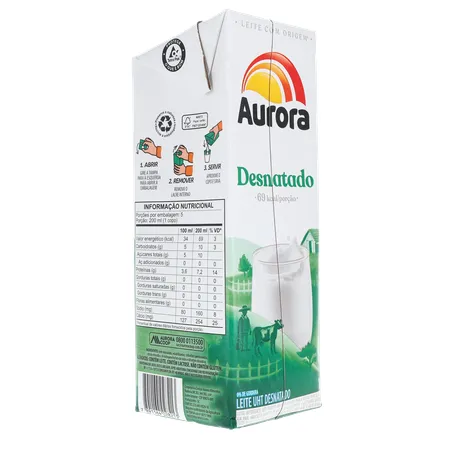 Leite aurora desnatado 1l 360-13