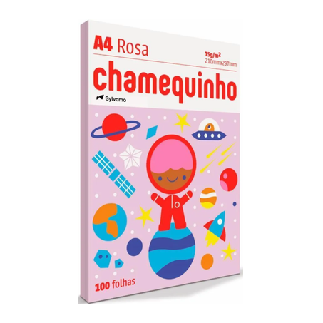 PAPEL SULFITE A4 210 x 297MM 75G CHAMEQUINHO ROSA C/100FLS