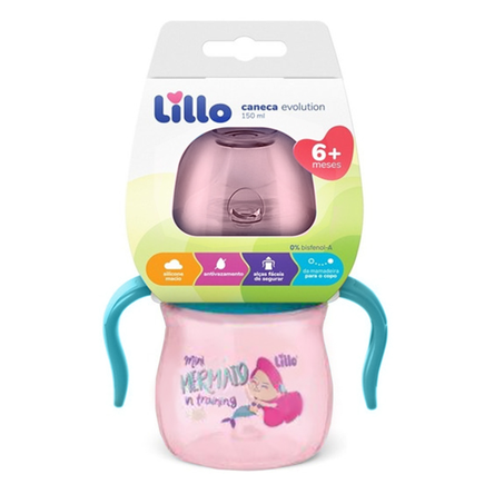 Caneca evolution aprendizado com alça rosa lillo 150ml