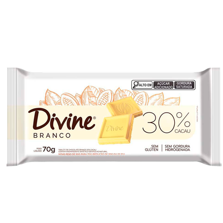 Chocolate Divine 30% Cacau Branco 70g