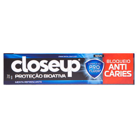 Creme Dental Closeup Menta Refrescante Proteção Bioativa Bloqueio Anticáries Caixa 70gr