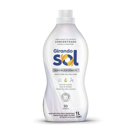 Amaciante de Roupas Concentrado Girando Sol  Hipoalergênico Frasco 1lt