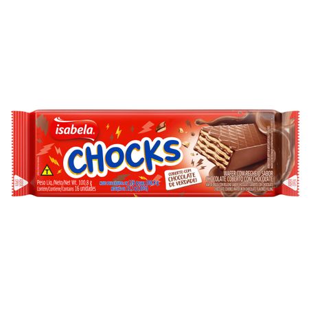 WAFER RECHEIO E COBERTURA CHOCOLATE ISABELA CHOCKS 100,8G