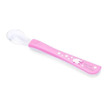 COLHER INFANTIL LOLLY PONTA SILICONE OCEANO ROSA 1 PEÇA