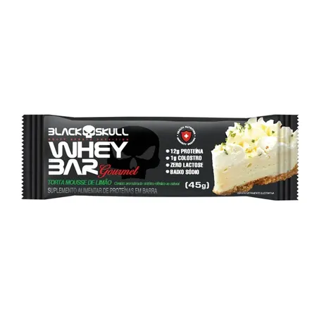 BARRA PROTEINA BLACK SKULL TORTA MOUSSE LIMAO ZERO 45G