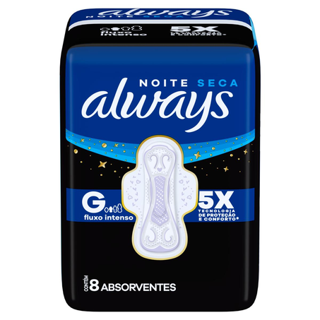 Absorvente Always Noites Tranquilas - Seco - Com Abas - Com 8 Absorventes