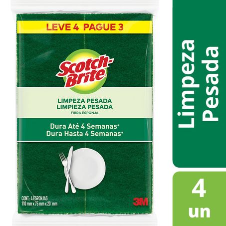 ESPONJA LIMPEZA PESADA SCOTCH-BRITE COM 4 UNIDADES