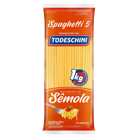 Massa de Sêmola Todeschini 1kg - Spaghetti T5