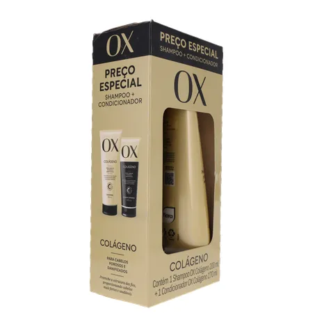 Kit Shampoo 200ml + Condicionador 170ml Ox Colágeno Caixa 370ml 360-31