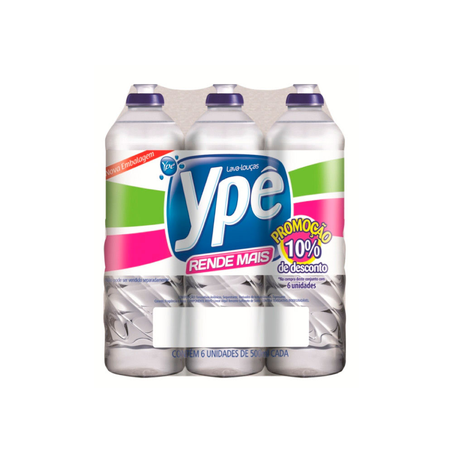 Detergente Ypê Clear Desconto de 10 com 6 unidades 500Ml