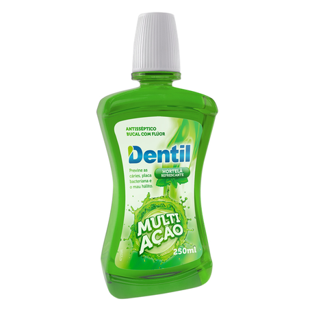 Enxaguatório Bucal com Flúor Dentil Hortelã Refrescante Frasco 250ml
