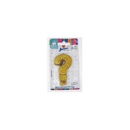 Vela aniv junco c/glitter ouro