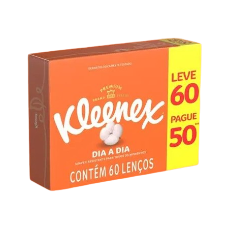 LENÇO PAPEL KLEENEX DUPLO DIA A DIA LV 60 PG 50UN