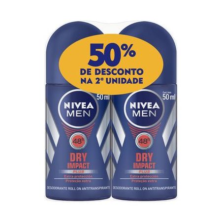Desod nivea roll-on dry impact c/2 50ml