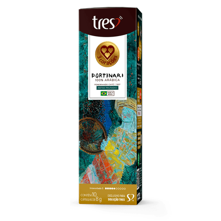 Café em Cápsula 3corações Portinari 100% Arábica Peneirado Caixa com 10un - 80gr