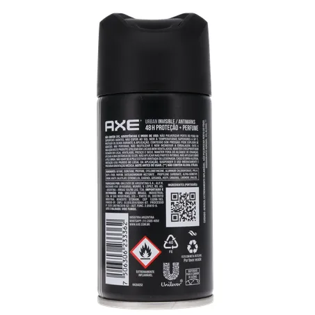 DESODORANTE AEROSSOL AXE 48H URBAN
150ML 360-2