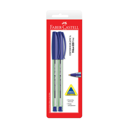 Caneta Faber Castell esferográfica Trilux Fina com 2 Azul