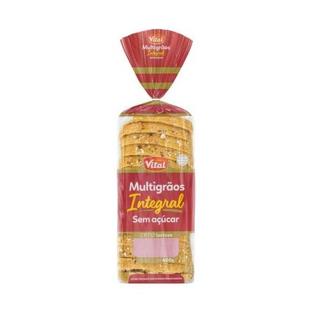 Pão Integral Multigrãos Zero Lactose Vital Pacote 400g