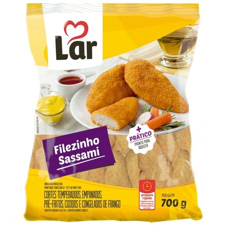 Empanado de frango filezinho sassami lar pacote 700g