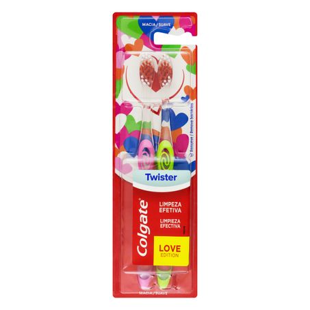 ESCOVA DENTAL MACIA TWISTER COLGATE COM 2 UNIDADES