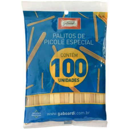 Palito madeira picole gaboardi especial 100un