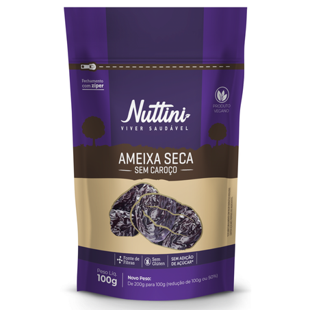 Ameixa seca nuttini 100g s/ caroco sc