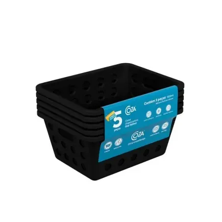 Kit Cesto Organizador Coza 5un 1.5l Preto