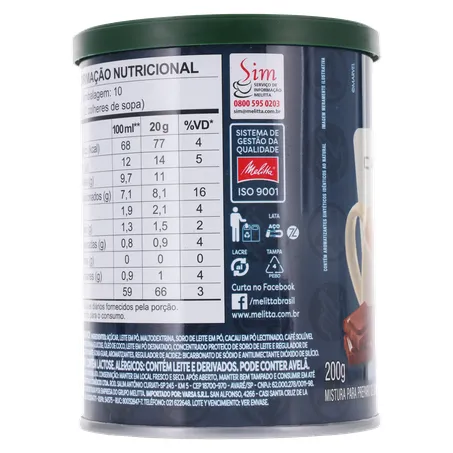MISTURA CAPPUCCINO MELITTA CHOCOLATE 200G 360-26
