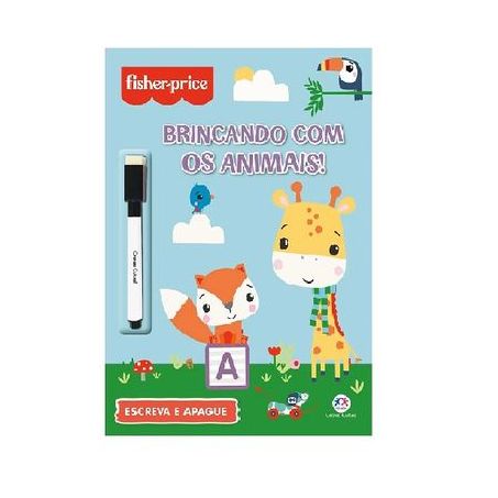 Livro Escreva e Apague Fisher Price Brincando Com Animais