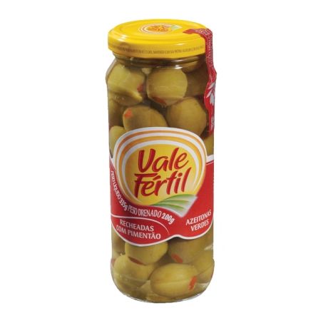 Azeitona Vale Fértil Verde Recheada Com Pimentão Vidro 360g 
 