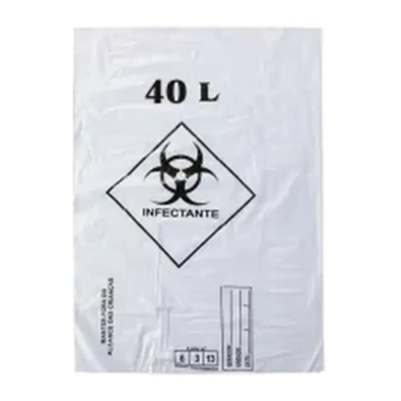 SACO DE LIXO 40L BRANCO INFECTANTE REFORÇADO 8 MICRAS 53 X 55CM C/100UN PM