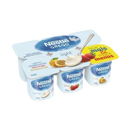 Iogurte Grego Nestlé 540g - Light - Maracujá, Morango e