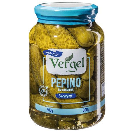 Pepino em conserva suave vergel vidro 300g