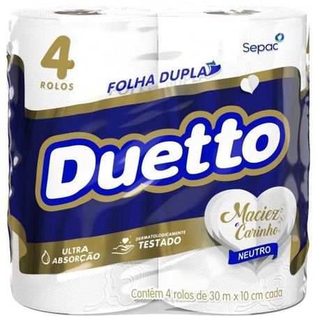 PAPEL HIGIENICO FOLHA DUPLA 30M DUETTO C/4