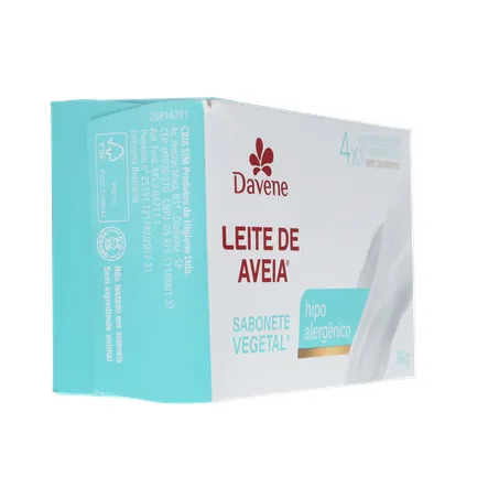 Sabonete Barra Vegetal Davene sem Perfume Leite de Aveia Clássico Caixa 90gr 360-30