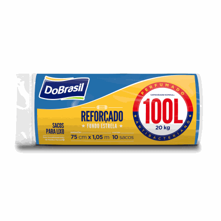 Saco para lixo dobrasil reforçado 100 litros 0,75x1,05 rolo azul com 10 un