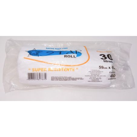 Saco p/lixo star roll branco 30l c/40
