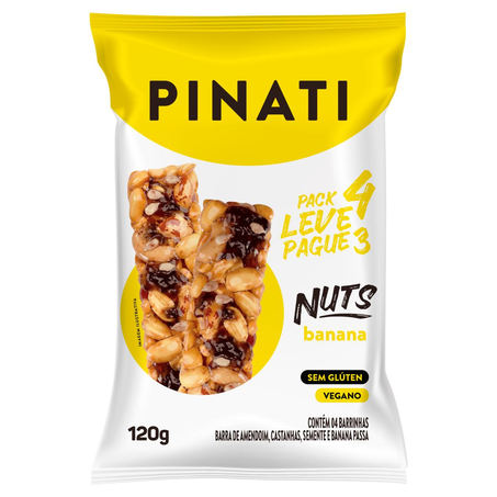 Barra de Cereais Nuts Pinati 120g - Banana - Leve 4, Pague 3 Barras