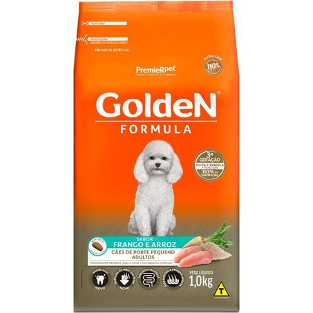 Ração Golden Fórmula Mini Bits para Cães Adultos de Porte Pequeno Sabor Frango e Arroz 1 Kg