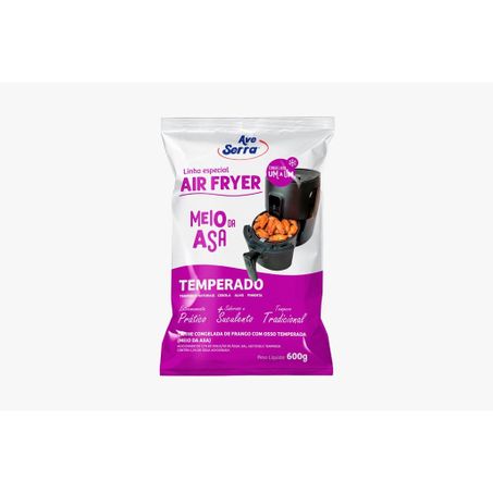 MEIO DA ASA DE FRANGO CONGELADA AVE SERRA AIR FRYER TEMPERADA PACOTE 600G