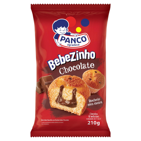 Bolo Panco 210g - Bebezinho - Com 6 Bolos - Recheado - Chocolate