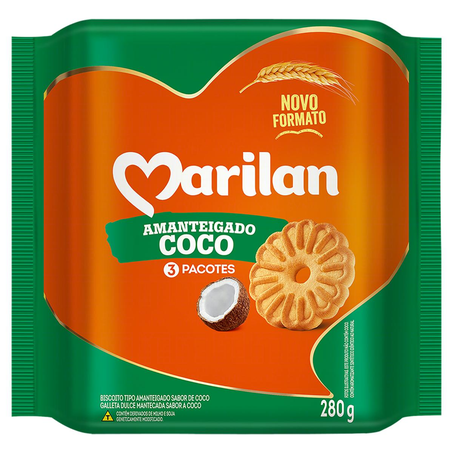 Biscoito Amanteigado Marilan 280g - Coco