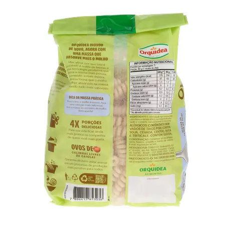 Macarrão de Sêmola Orquídea Parafuso Furadinho com Ovos Pacote 400gr 360-18