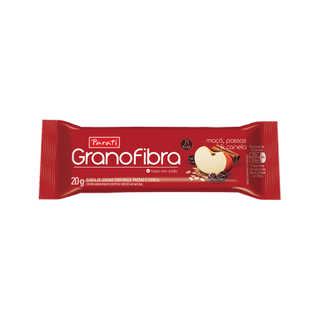 Barra de cereal grano fibra maçã canela passas 20g